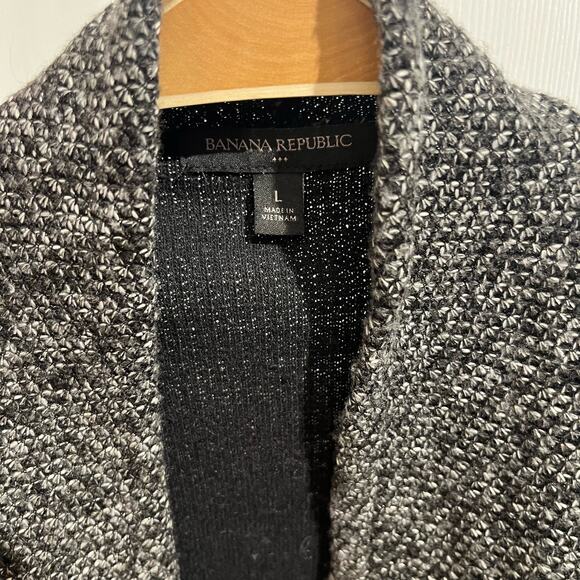 Banana Republic Women’s Black & Gray Marled Waterfall Cardigan/Jacket Size L - Picture 5 of 8